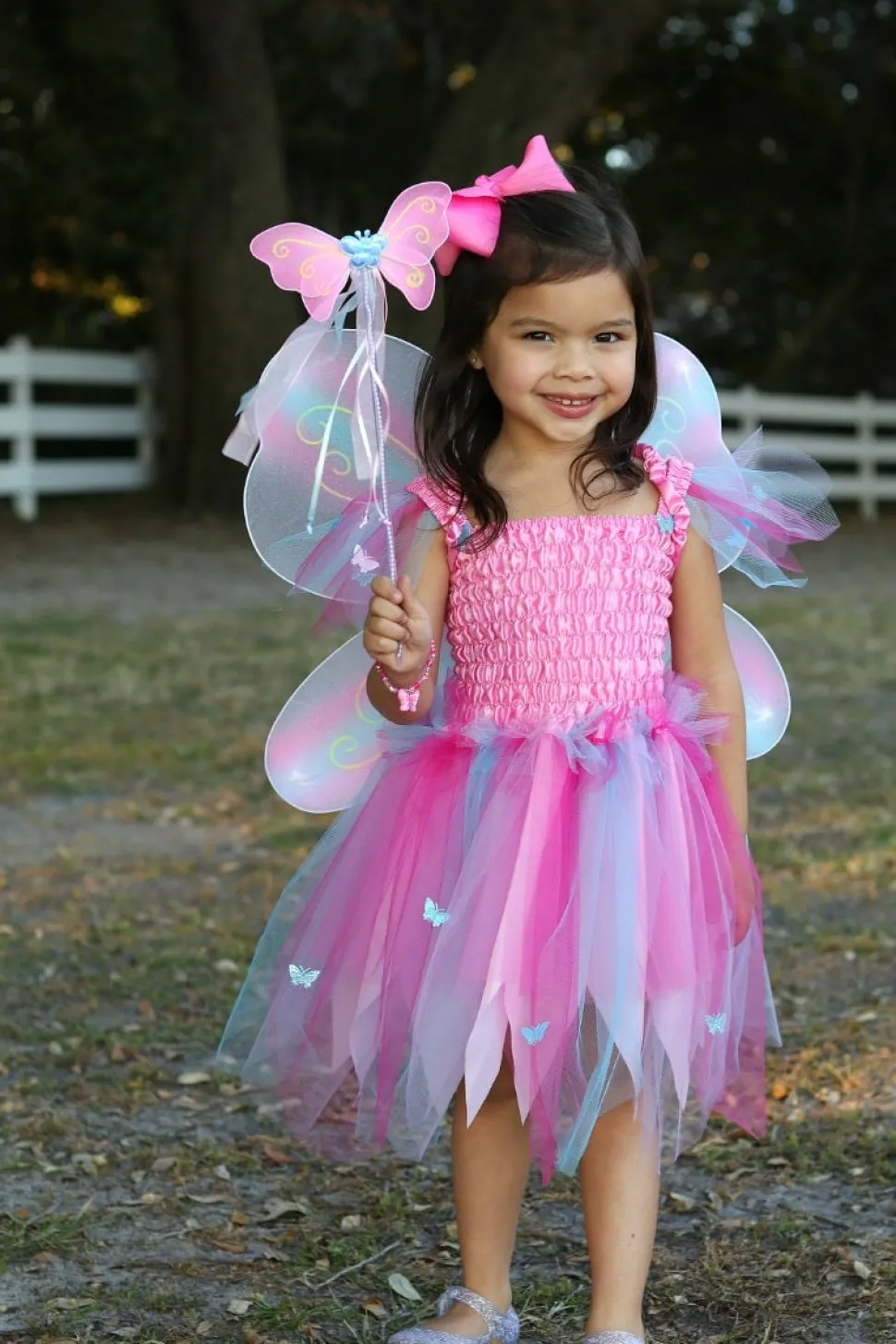Butterfly Dress With Wings And Wand Pink (5-6 years)