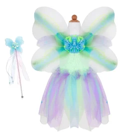 Butterfly Dress With Wings And Wand Green (5-6 years)