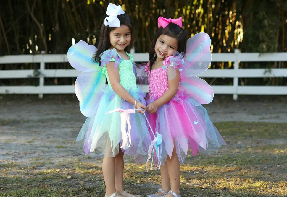 Butterfly Dress With Wings And Wand Green (5-6 years)