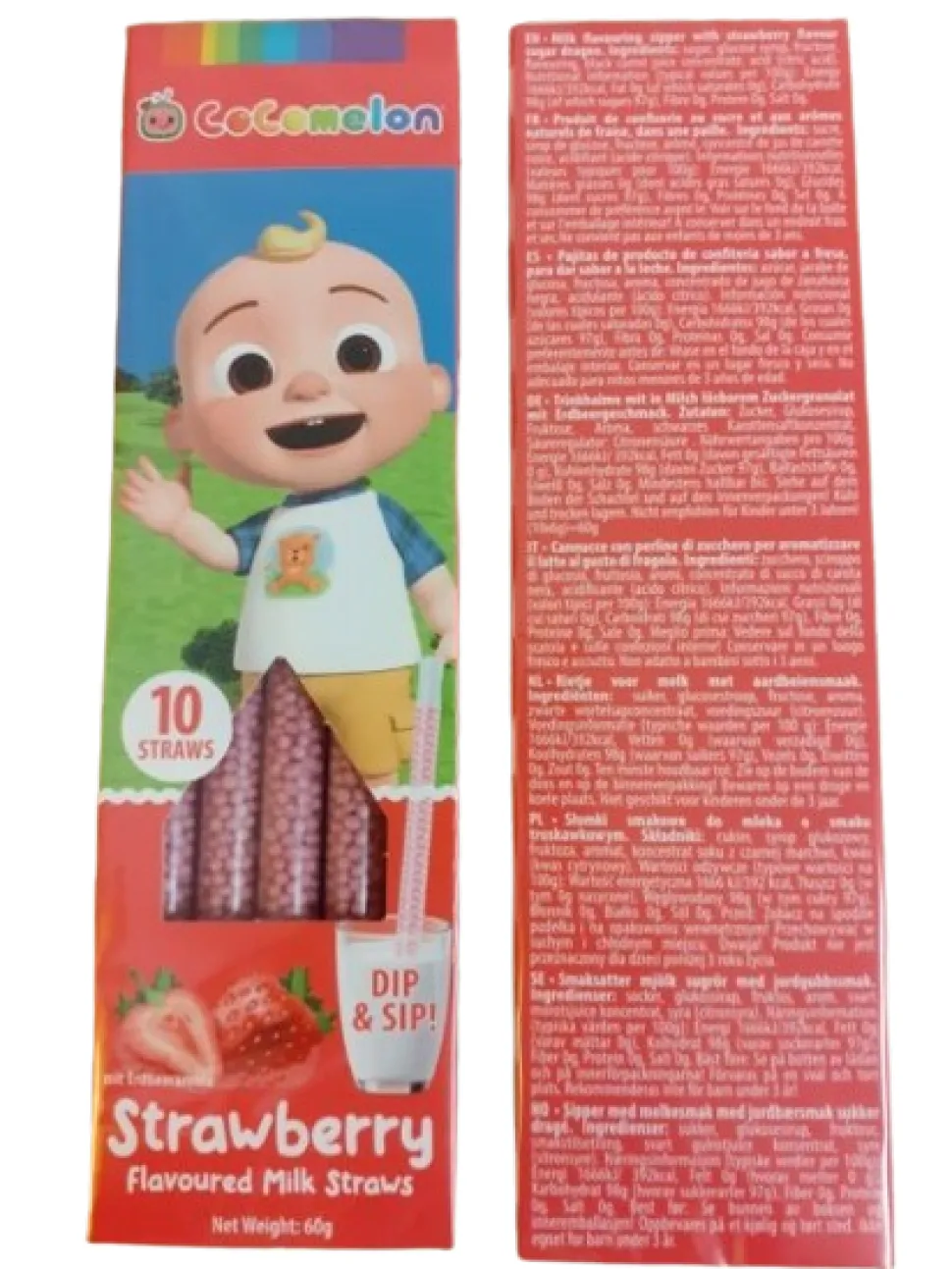 Cocomelon Milk Straws Strawberry