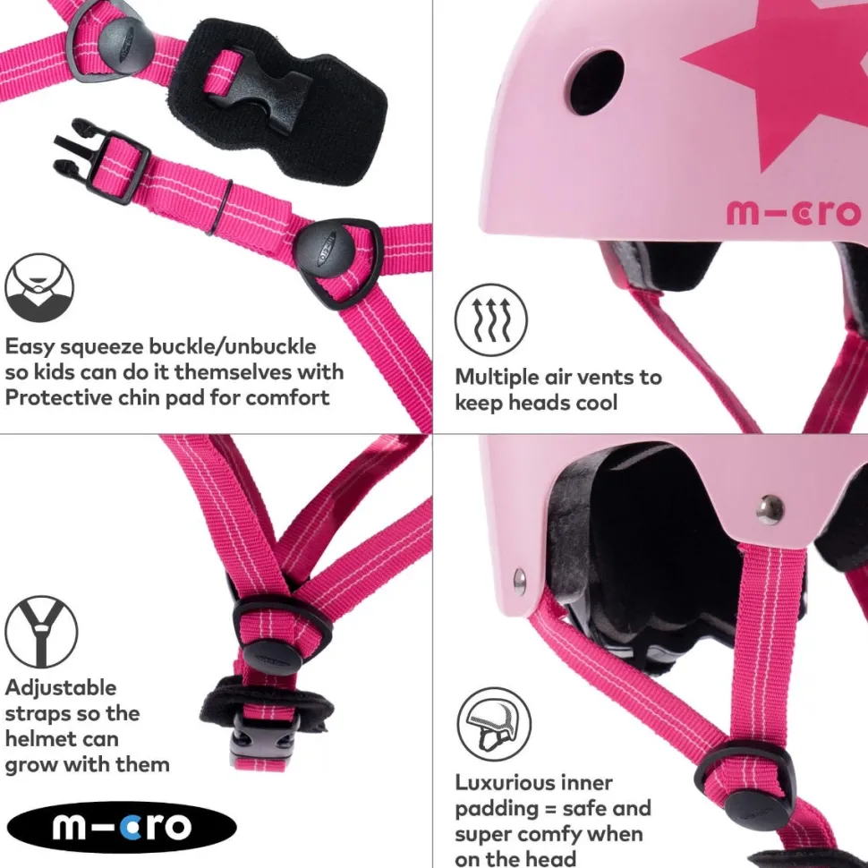Helmet Pink Star Medium (55-58cm)