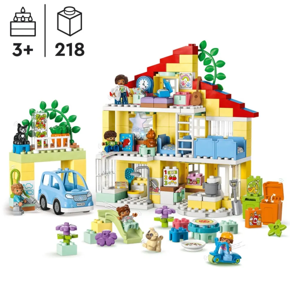 LEGO® 10994 DUPLO 3in1 Family House Toy for Toddlers Aged 3+