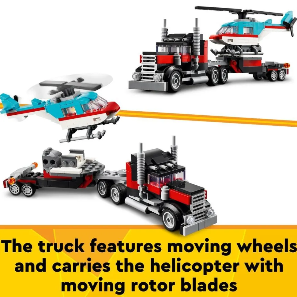 LEGO® Creator Flatbed Truck with Helicopter Toy 31146