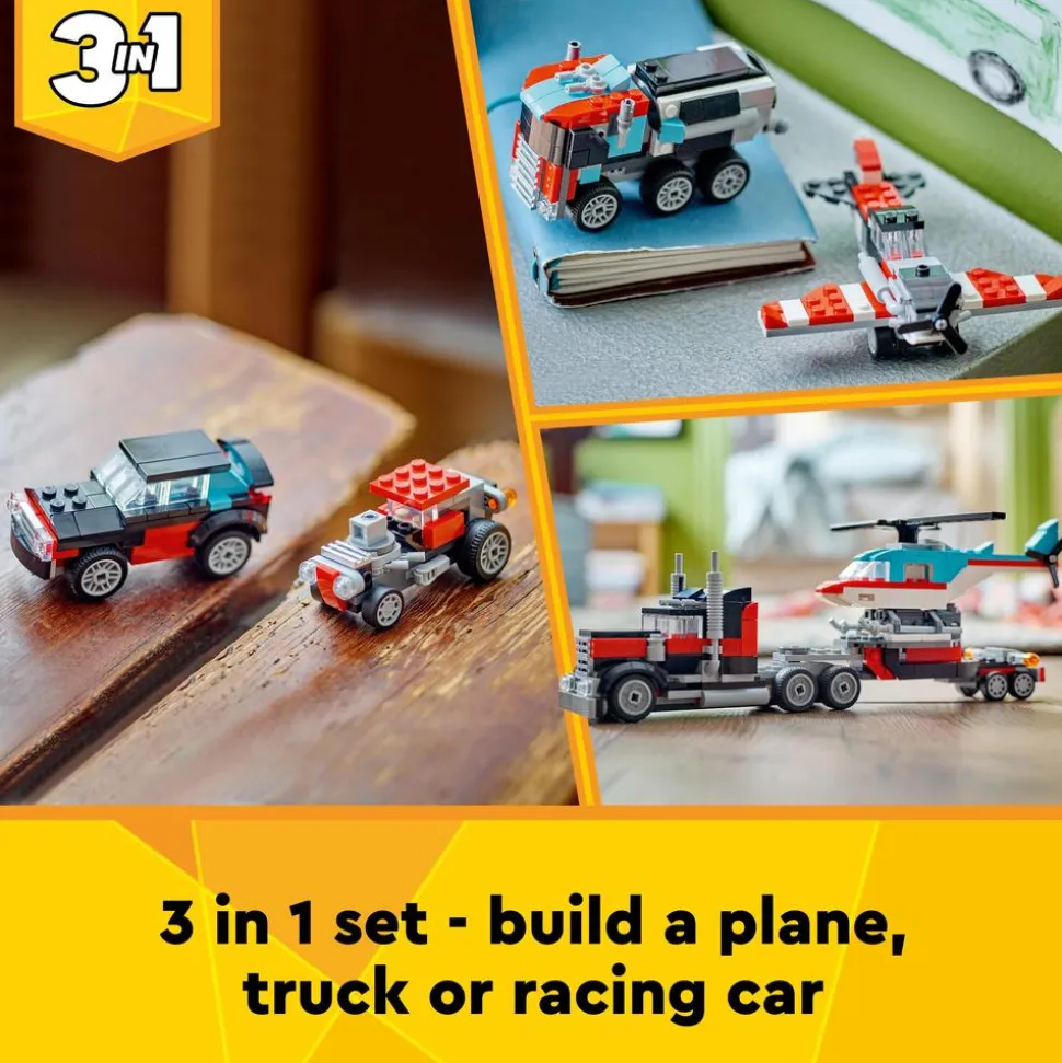 LEGO® Creator Flatbed Truck with Helicopter Toy 31146