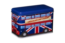 London Bus Money Box Tin Filled With Chocolate Chip Cookies