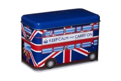 London Bus Money Box Tin Filled With Chocolate Chip Cookies