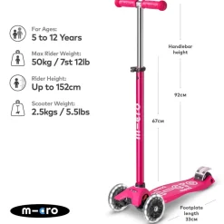 Maxi Deluxe Led Scooter Pink
