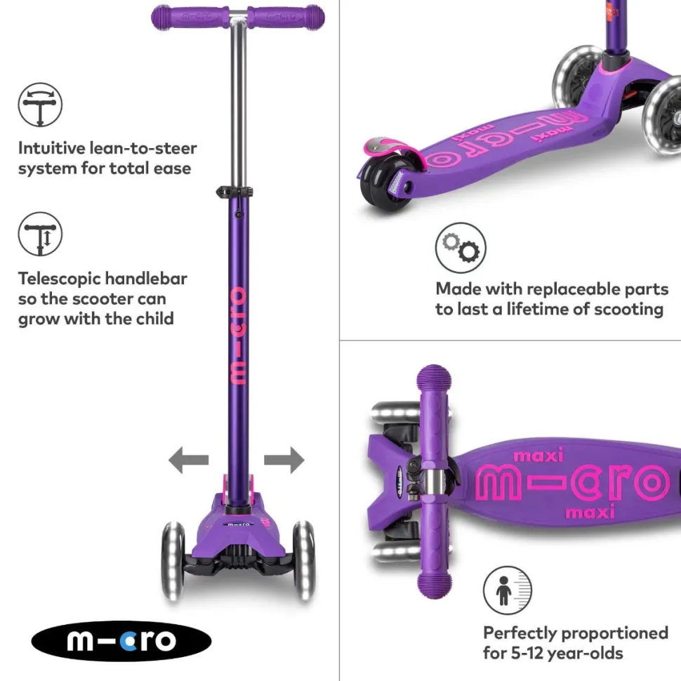 Micro Scooter Maxi Deluxe LED Purple
