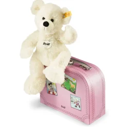 Steiff White Lotte Teddy Bear With Pink Suitcase